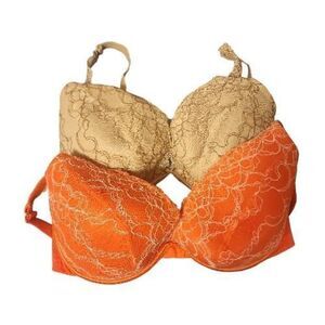 Cacique Lightly Lined Lace Orange Nude Bra Lot 40DDD